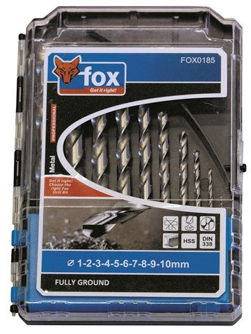 Drill Bit Set 10 piece Metal Fox Brand
