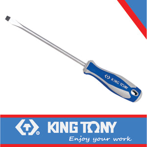 Screwdriver- Flat polished chrome round shank - KING TONY