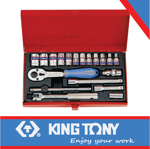 socket set 1/4 inch 4-13mm  12 point 19pieces King Tony