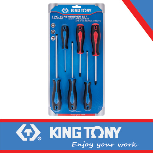 Screwdriver Sets 6 Pcs Mag Chrome plated- KING TONY