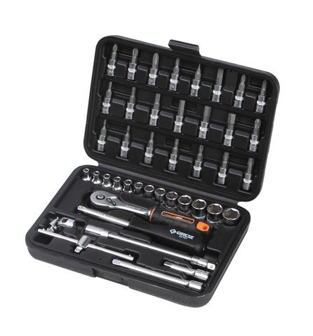 socket set 1/4 inch 4-14mm  socket and hex  42pieces  Groz