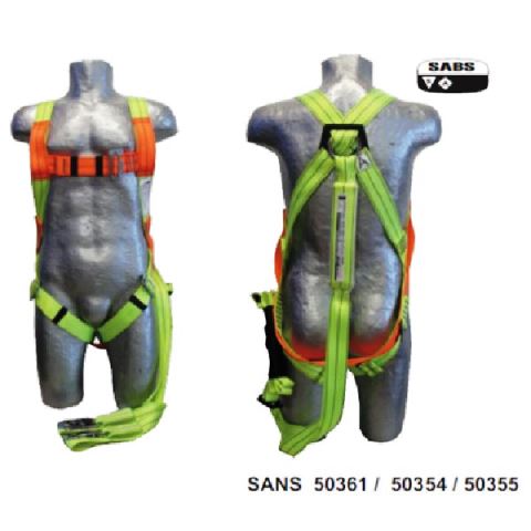 Body Harness with Dual Webbing Lanyard and 2 Snap Hooks